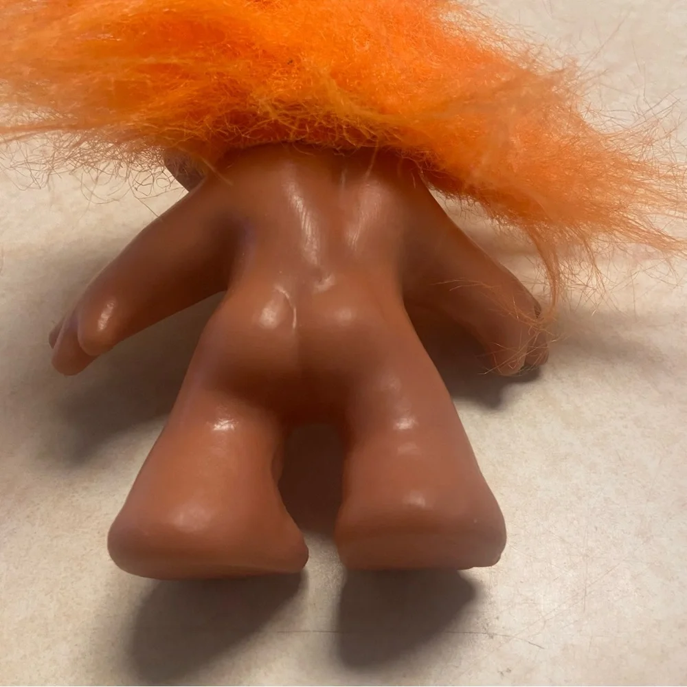 Vintage Troll Doll DAM 1986 Orange Hair 5” Nude No Clothes Ugly Doll Kitchsy